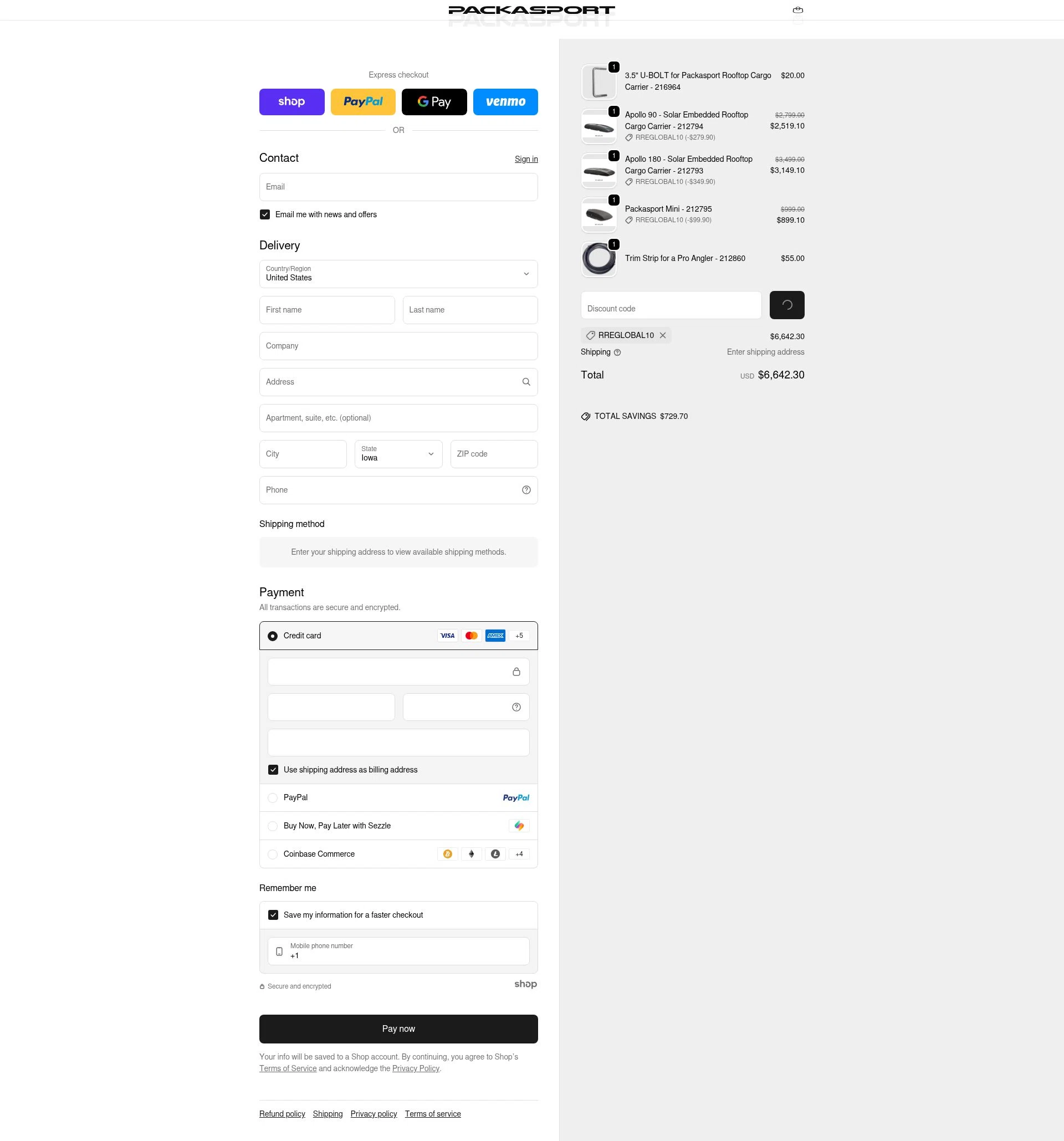 Packasport checkout page showing Packasport promo code box | Screenshot taken by SimplyCodes community member on Jan 28, 2026