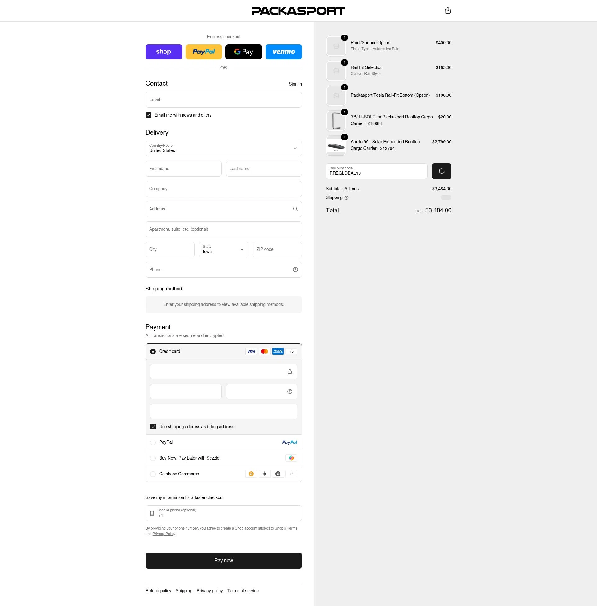 Packasport checkout page showing Packasport promo code box | Screenshot taken by SimplyCodes community member on Feb 14, 2026