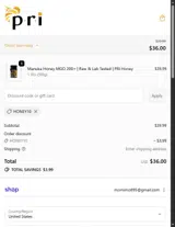 HONEY10 coupon verification screenshot
