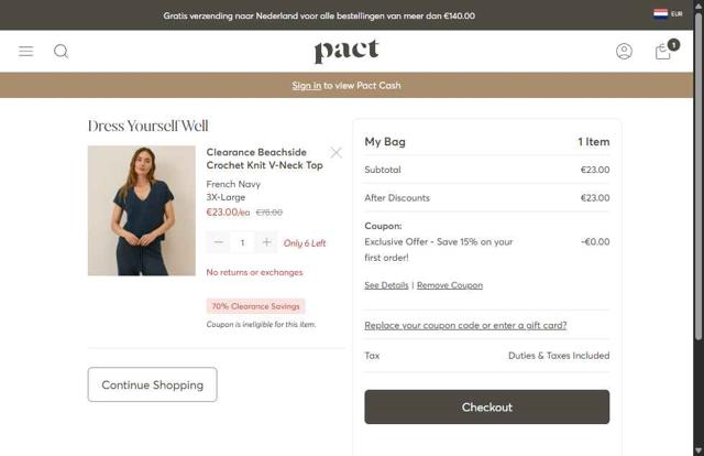WearPACT checkout page showing WearPACT promo code box | Screenshot taken by SimplyCodes community member on Sep 13, 2025