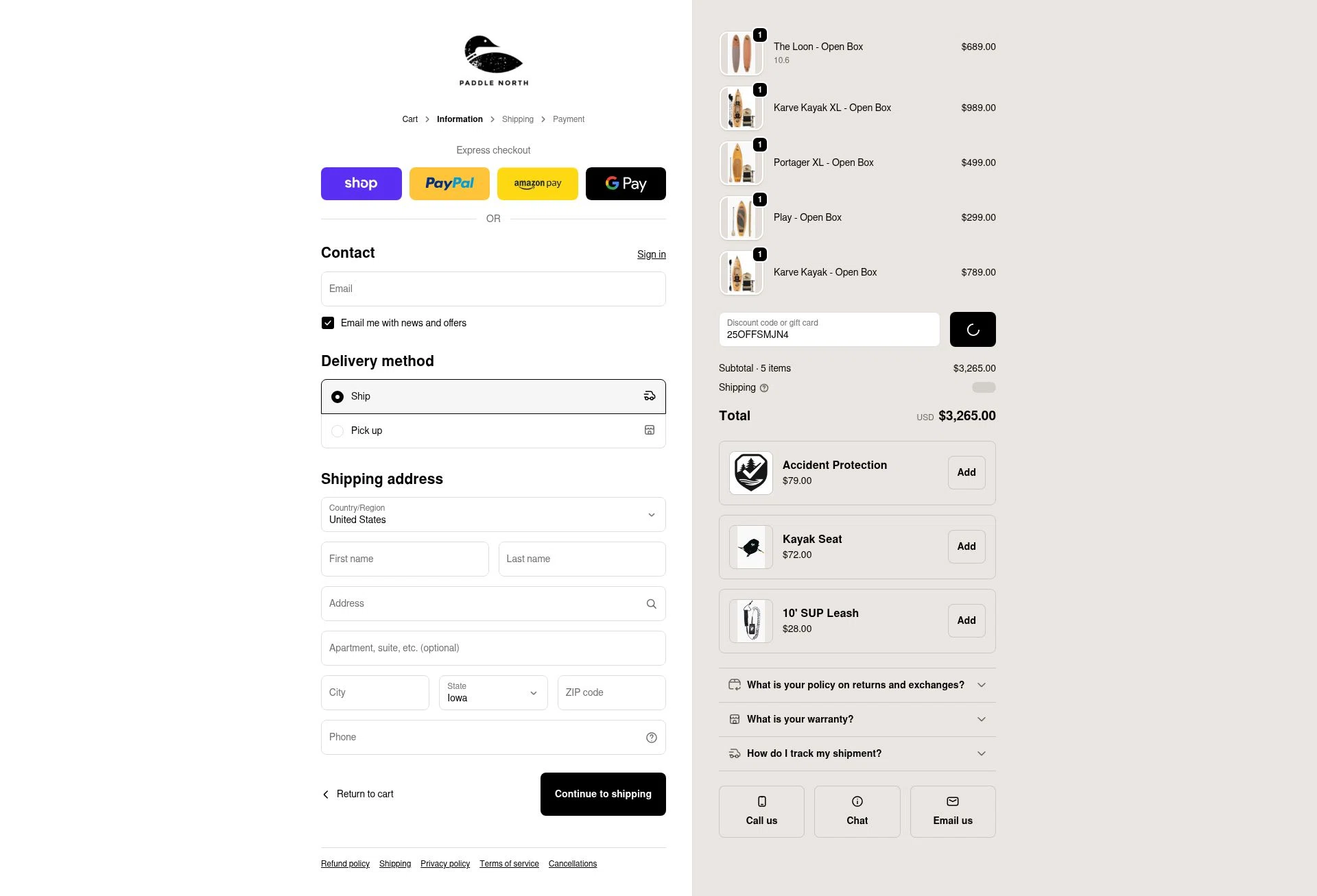 Paddle North checkout page showing Paddle North discount code box | Screenshot taken by SimplyCodes community member on Feb 19, 2026