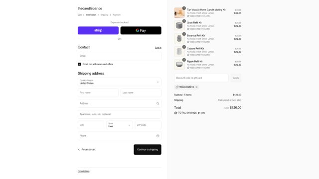 Paddywax Candle Bar checkout page showing Paddywax Candle Bar promo code box | Screenshot taken by SimplyCodes community member on Aug 31, 2025