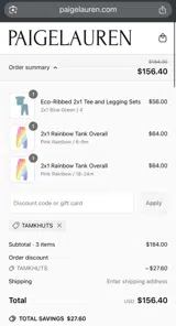 TAMKHUTS coupon verification screenshot