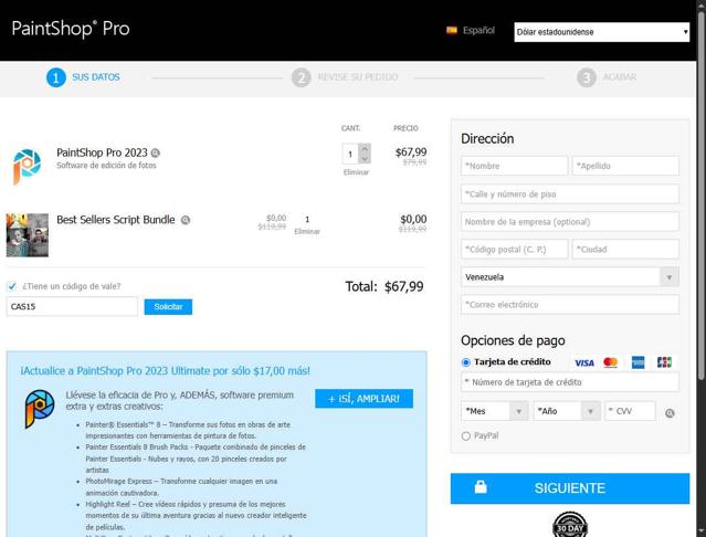 PaintShop Pro checkout page showing PaintShop Pro coupon code box | Screenshot taken by SimplyCodes community member on Aug 18, 2025