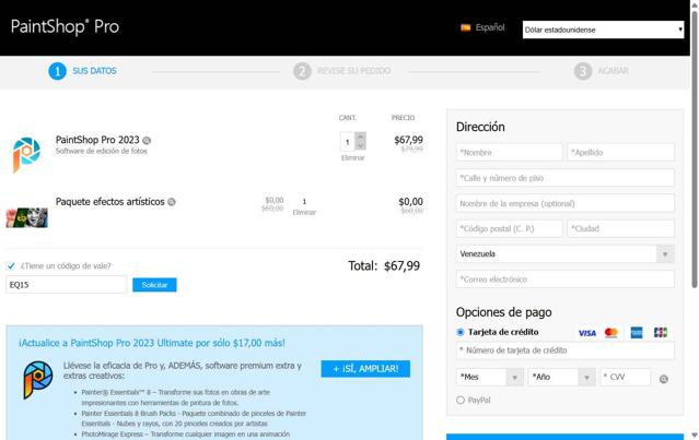 PaintShop Pro checkout page showing PaintShop Pro coupon code box | Screenshot taken by SimplyCodes community member on May 20, 2025