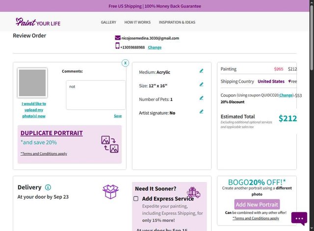 PaintYourLife checkout page showing PaintYourLife coupon code box | Screenshot taken by SimplyCodes community member on Sep 1, 2025