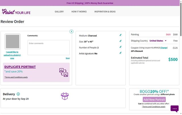 PaintYourLife checkout page showing PaintYourLife coupon code box | Screenshot taken by SimplyCodes community member on Sep 1, 2025