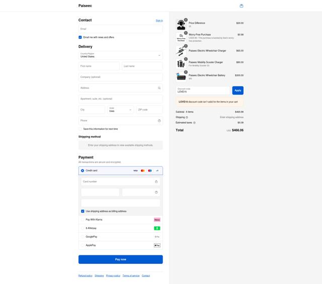 Paiseec checkout page showing Paiseec promo code box | Screenshot taken by SimplyCodes community member on Sep 12, 2025