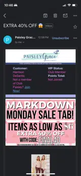 final40 coupon verification screenshot