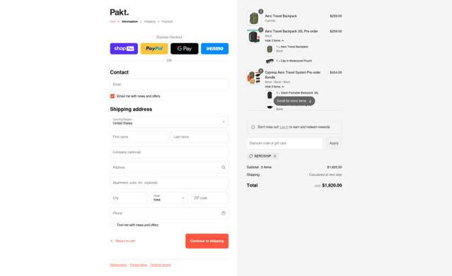 Pakt checkout page showing Pakt discount code box | Screenshot taken by SimplyCodes community member on Jul 23, 2025