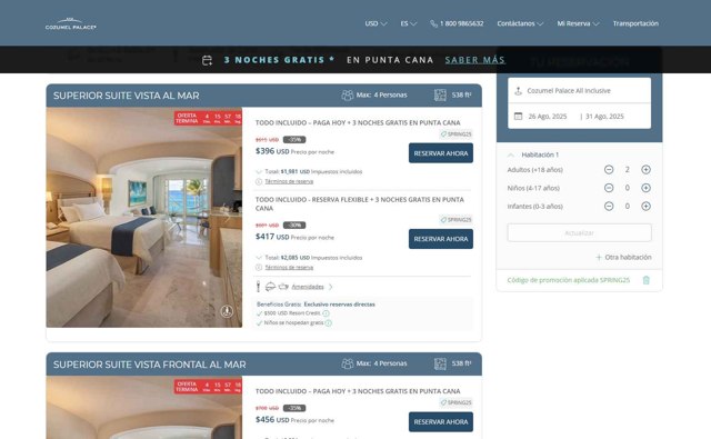 Palace Resorts checkout page showing Palace Resorts promo code box | Screenshot taken by SimplyCodes community member on Jul 27, 2025