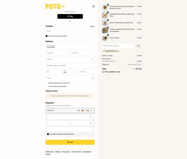 Paleo On The Go checkout page showing Paleo On The Go promo code box | Screenshot taken by SimplyCodes community member on Sep 16, 2025