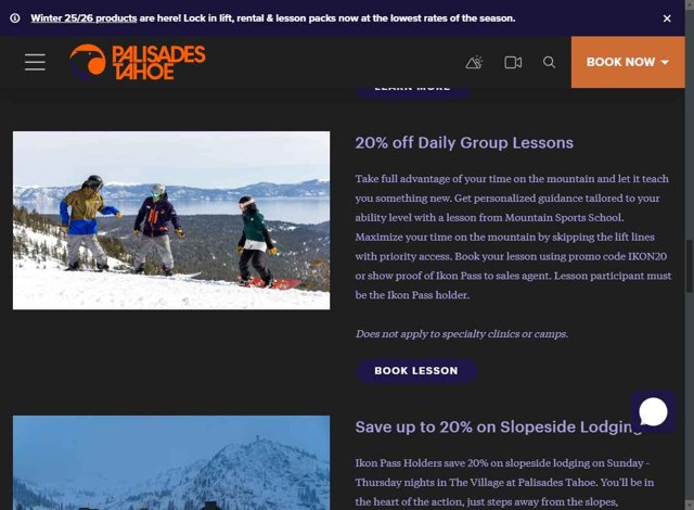 Palisades Tahoe checkout page showing Palisades Tahoe promo code box | Screenshot taken by SimplyCodes community member on Aug 24, 2025