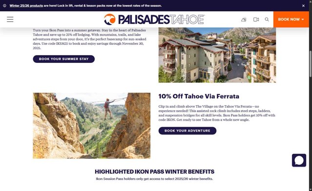 Palisades Tahoe checkout page showing Palisades Tahoe promo code box | Screenshot taken by SimplyCodes community member on Jul 26, 2025