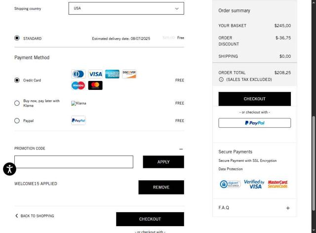 Palm Angels checkout page showing Palm Angels promo code box | Screenshot taken by SimplyCodes community member on Jun 26, 2025