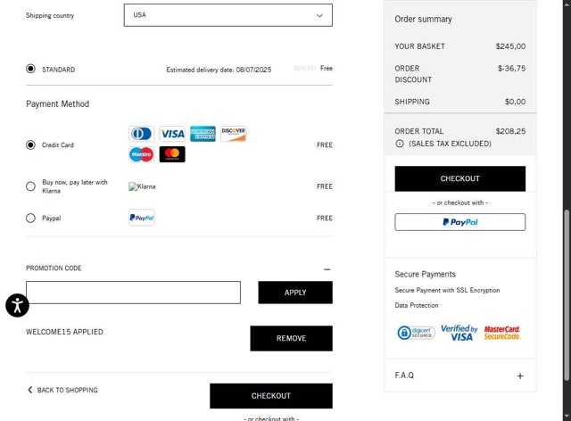 Palm Angels checkout page showing Palm Angels promo code box | Screenshot taken by SimplyCodes community member on Jun 26, 2025