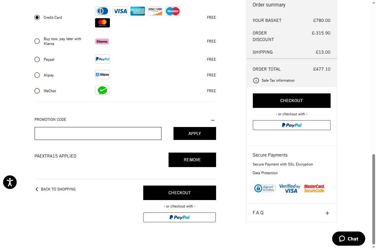 Palm Angels checkout page showing Palm Angels promo code box | Screenshot taken by SimplyCodes community member on Dec 23, 2025