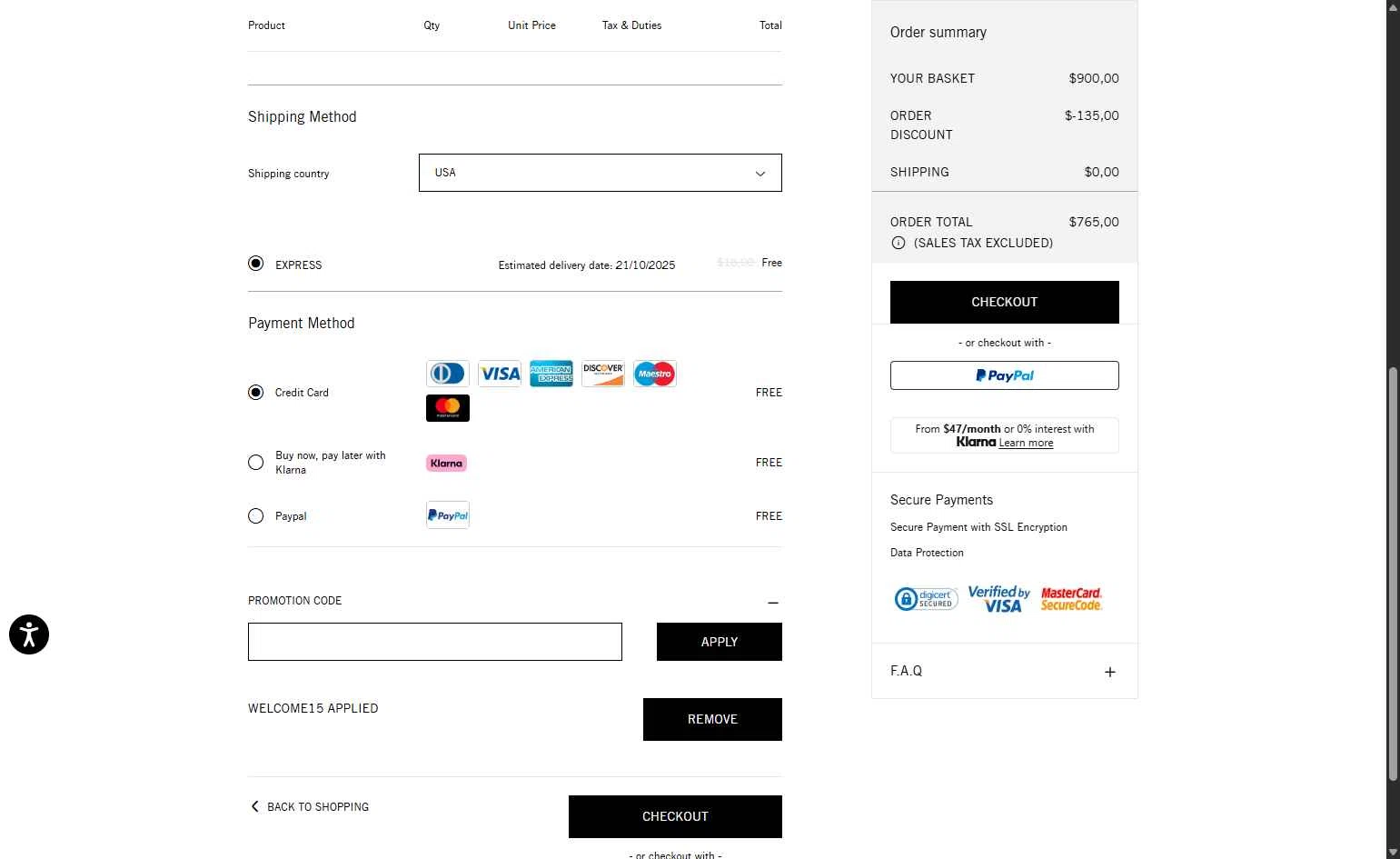 Palm Angels checkout page showing Palm Angels promo code box | Screenshot taken by SimplyCodes community member on Oct 16, 2025