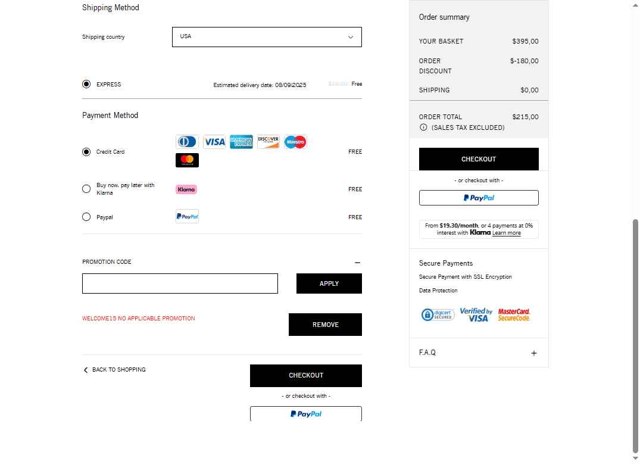 Palm Angels checkout page showing Palm Angels promo code box | Screenshot taken by SimplyCodes community member on Sep 3, 2025