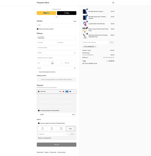 Paloqueth checkout page showing Paloqueth discount code box | Screenshot taken by SimplyCodes community member on Sep 2, 2025