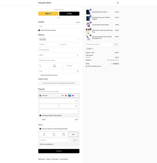 Paloqueth checkout page showing Paloqueth discount code box | Screenshot taken by SimplyCodes community member on Sep 2, 2025