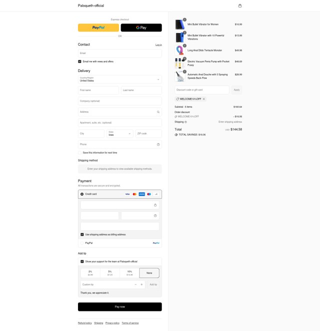 Paloqueth checkout page showing Paloqueth discount code box | Screenshot taken by SimplyCodes community member on Sep 2, 2025