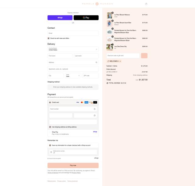 Pamela Munson checkout page showing Pamela Munson promo code box | Screenshot taken by SimplyCodes community member on Sep 7, 2025