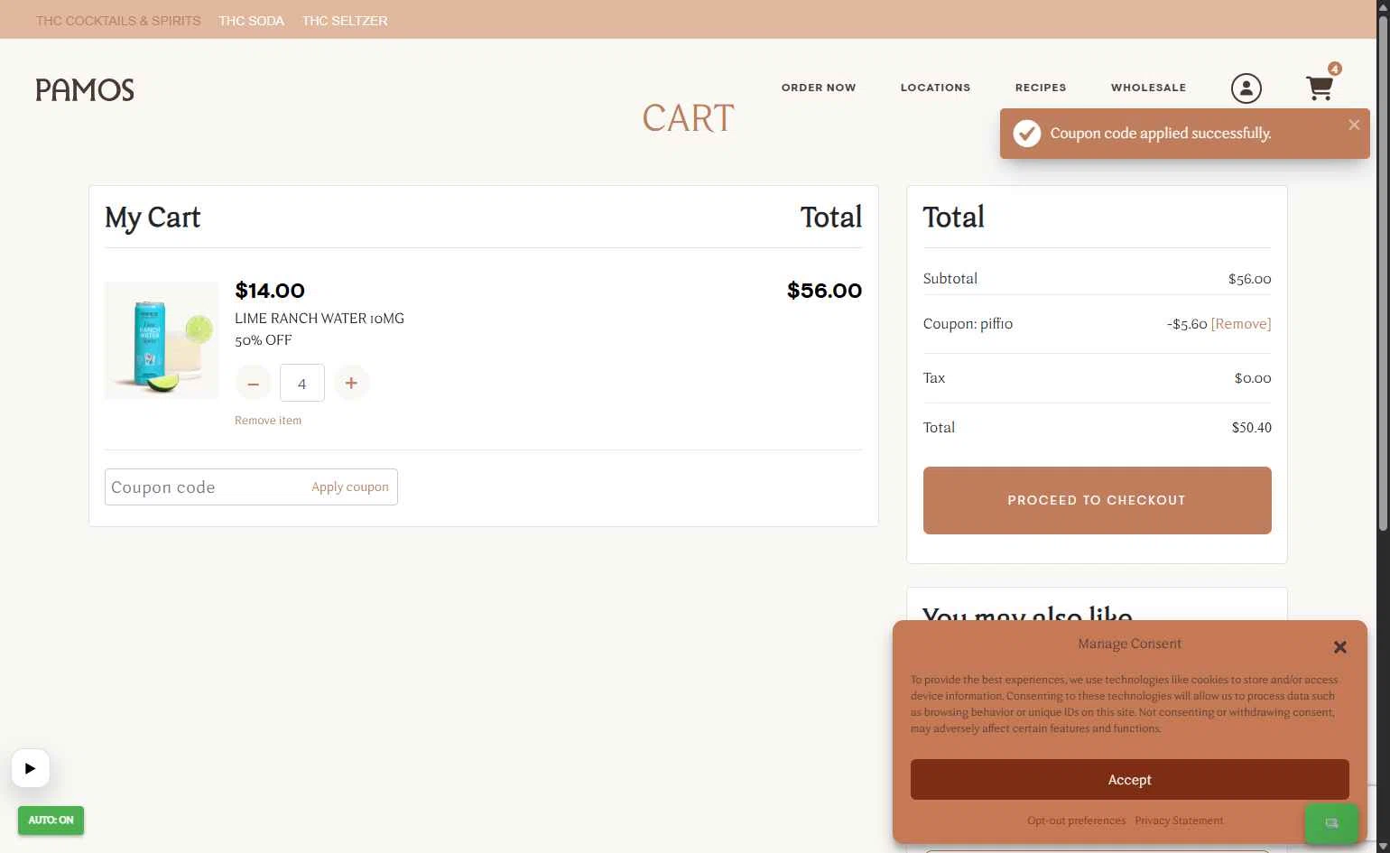 Pamos checkout page showing Pamos coupon code box | Screenshot taken by SimplyCodes community member on Jan 27, 2026