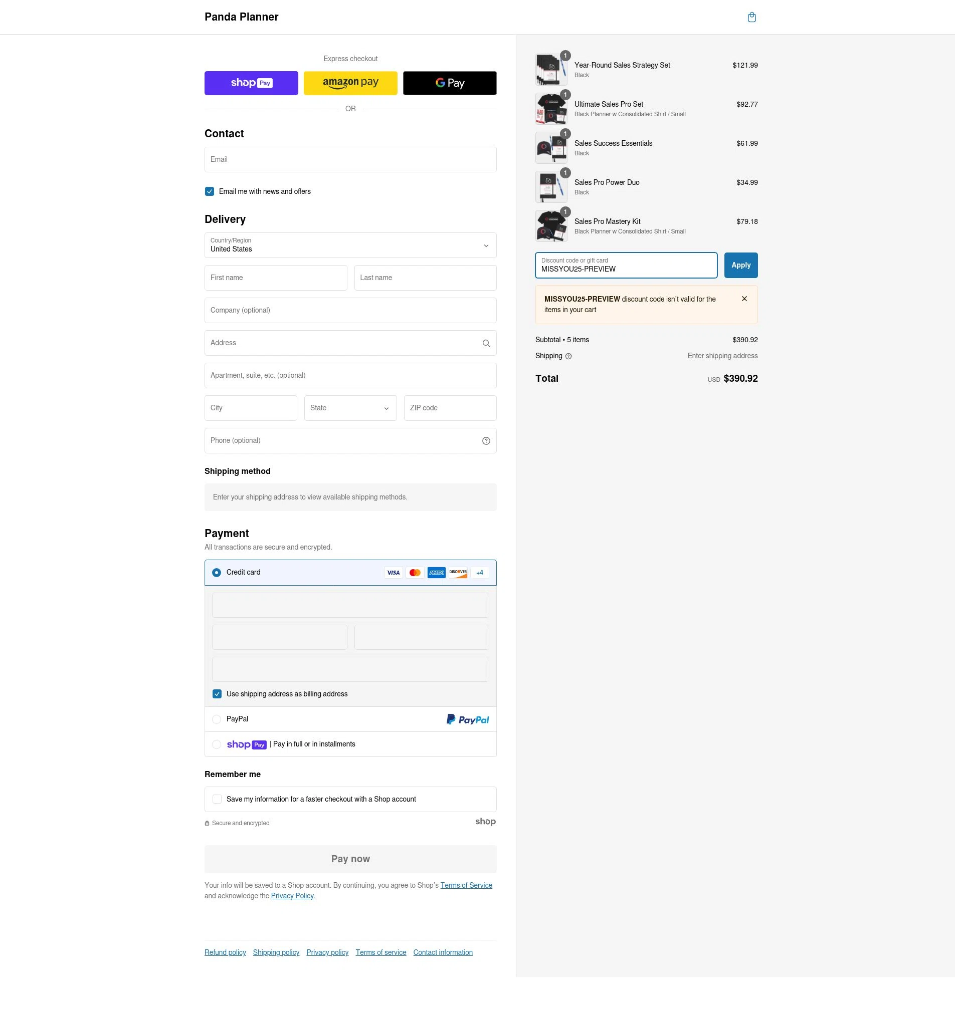 where to use Panda Planner promo code box