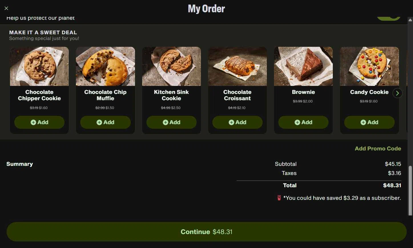 Panera Bread checkout page showing Panera Bread promo code box | Screenshot taken by SimplyCodes community member on Jan 7, 2026