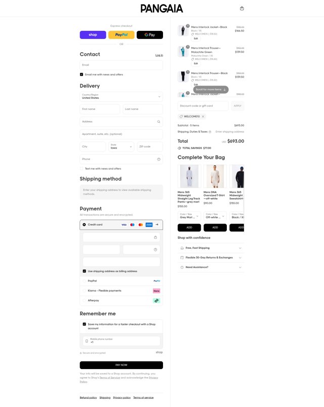 PANGAIA checkout page showing PANGAIA discount code box | Screenshot taken by SimplyCodes community member on Aug 29, 2025