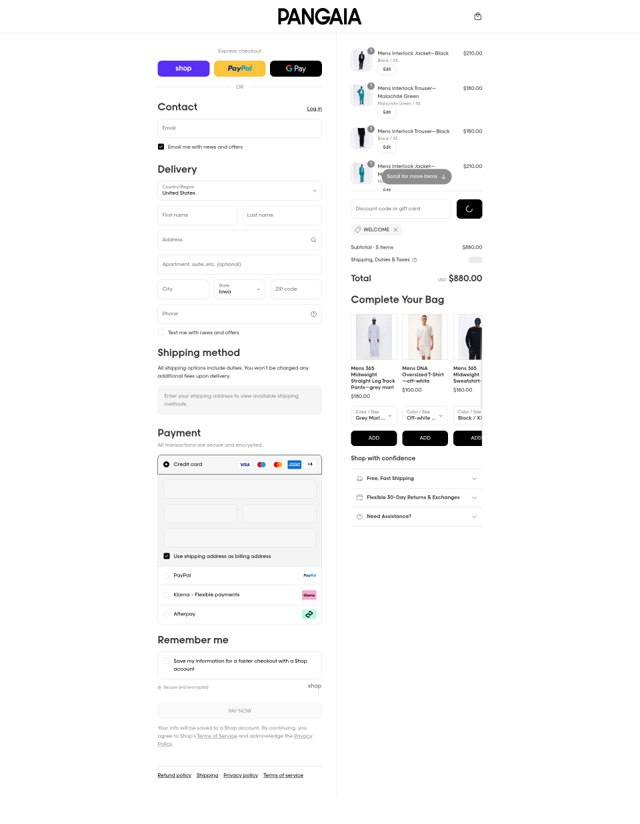 PANGAIA checkout page showing PANGAIA discount code box | Screenshot taken by SimplyCodes community member on Sep 2, 2025