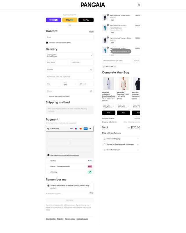 PANGAIA checkout page showing PANGAIA discount code box | Screenshot taken by SimplyCodes community member on Aug 25, 2025