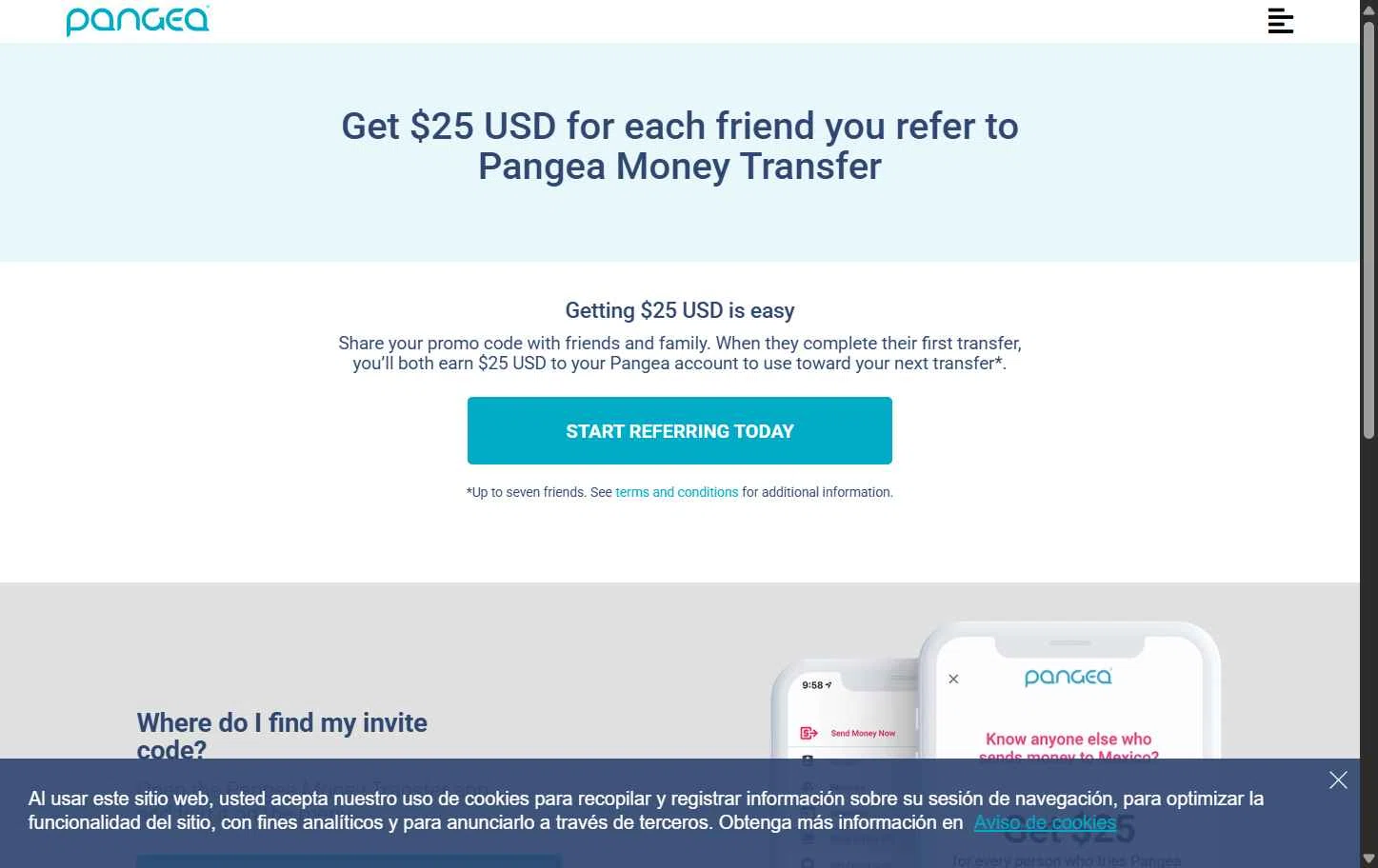 Pangea Money Transfer checkout page showing Pangea Money Transfer promo code box | Screenshot taken by SimplyCodes community member on Oct 1, 2025