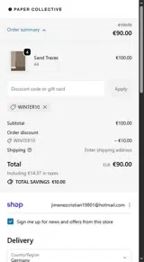 Paper Collective coupon verification screenshot