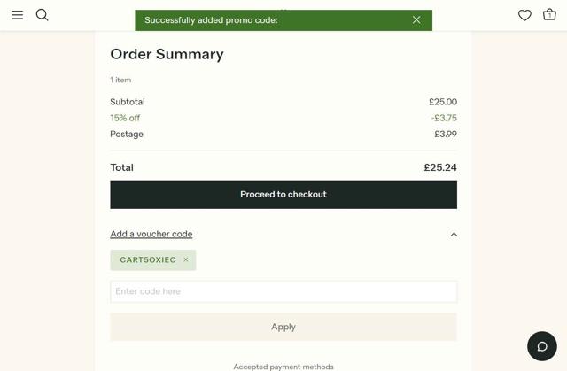 Papier checkout page showing Papier promo code box | Screenshot taken by SimplyCodes community member on Sep 3, 2025