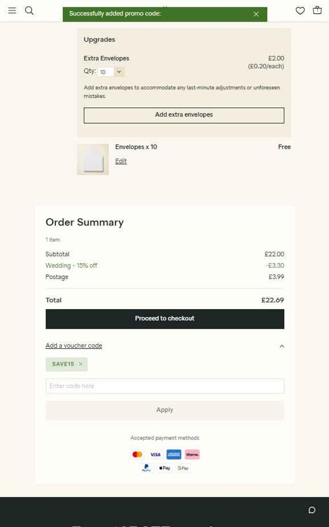 Papier checkout page showing Papier promo code box | Screenshot taken by SimplyCodes community member on Sep 5, 2025