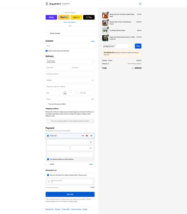 Pappy & Company checkout page showing Pappy & Company promo code box | Screenshot taken by SimplyCodes community member on Sep 2, 2025