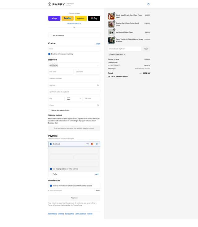 Pappy & Company checkout page showing Pappy & Company promo code box | Screenshot taken by SimplyCodes community member on Sep 2, 2025