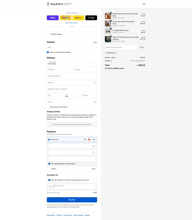 Pappy & Company checkout page showing Pappy & Company promo code box | Screenshot taken by SimplyCodes community member on Sep 2, 2025