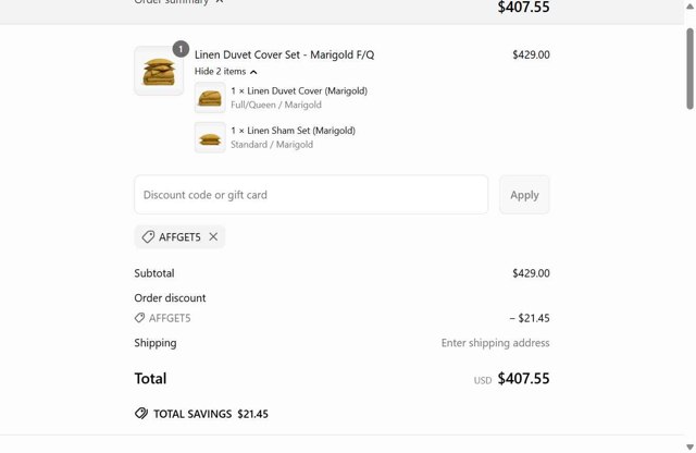 Parachute Home checkout page showing Parachute Home discount code box | Screenshot taken by SimplyCodes community member on Jun 28, 2025