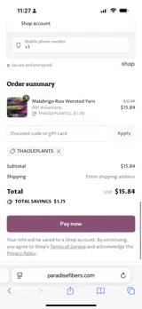 THAOLEPLANTS coupon verification screenshot