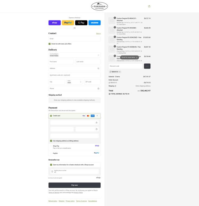 Paragon Outdoor checkout page showing Paragon Outdoor discount code box | Screenshot taken by SimplyCodes community member on Sep 15, 2025
