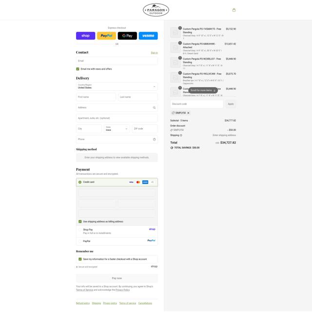Paragon Outdoor checkout page showing Paragon Outdoor discount code box | Screenshot taken by SimplyCodes community member on Sep 10, 2025