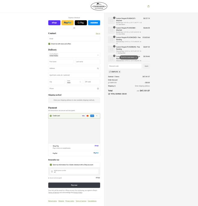 Paragon Outdoor checkout page showing Paragon Outdoor discount code box | Screenshot taken by SimplyCodes community member on Sep 15, 2025