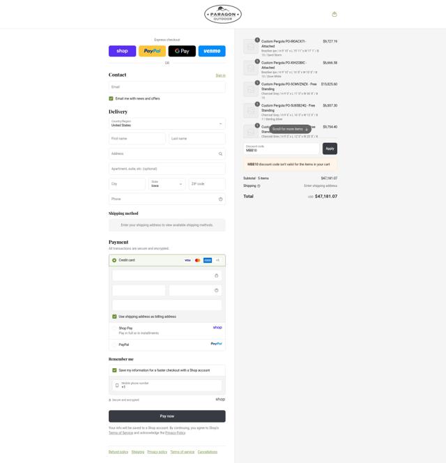 Paragon Outdoor checkout page showing Paragon Outdoor discount code box | Screenshot taken by SimplyCodes community member on Sep 15, 2025