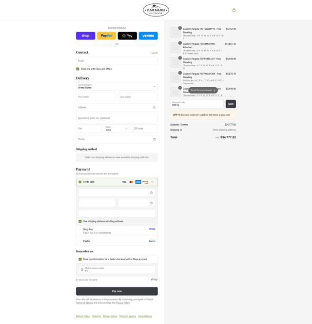 Paragon Outdoor checkout page showing Paragon Outdoor discount code box | Screenshot taken by SimplyCodes community member on Sep 7, 2025