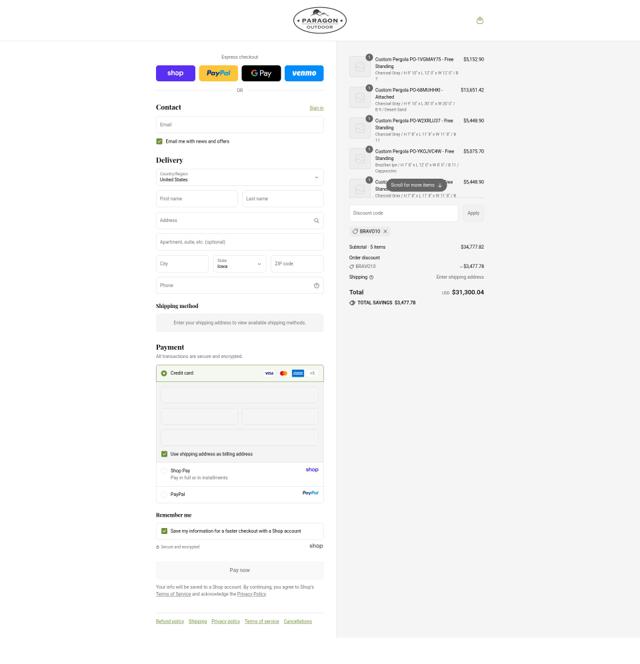 Paragon Outdoor checkout page showing Paragon Outdoor discount code box | Screenshot taken by SimplyCodes community member on Sep 10, 2025