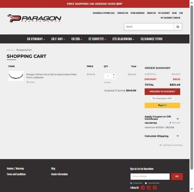 Paragon Performance checkout page showing Paragon Performance coupon code box | Screenshot taken by SimplyCodes community member on Nov 13, 2025