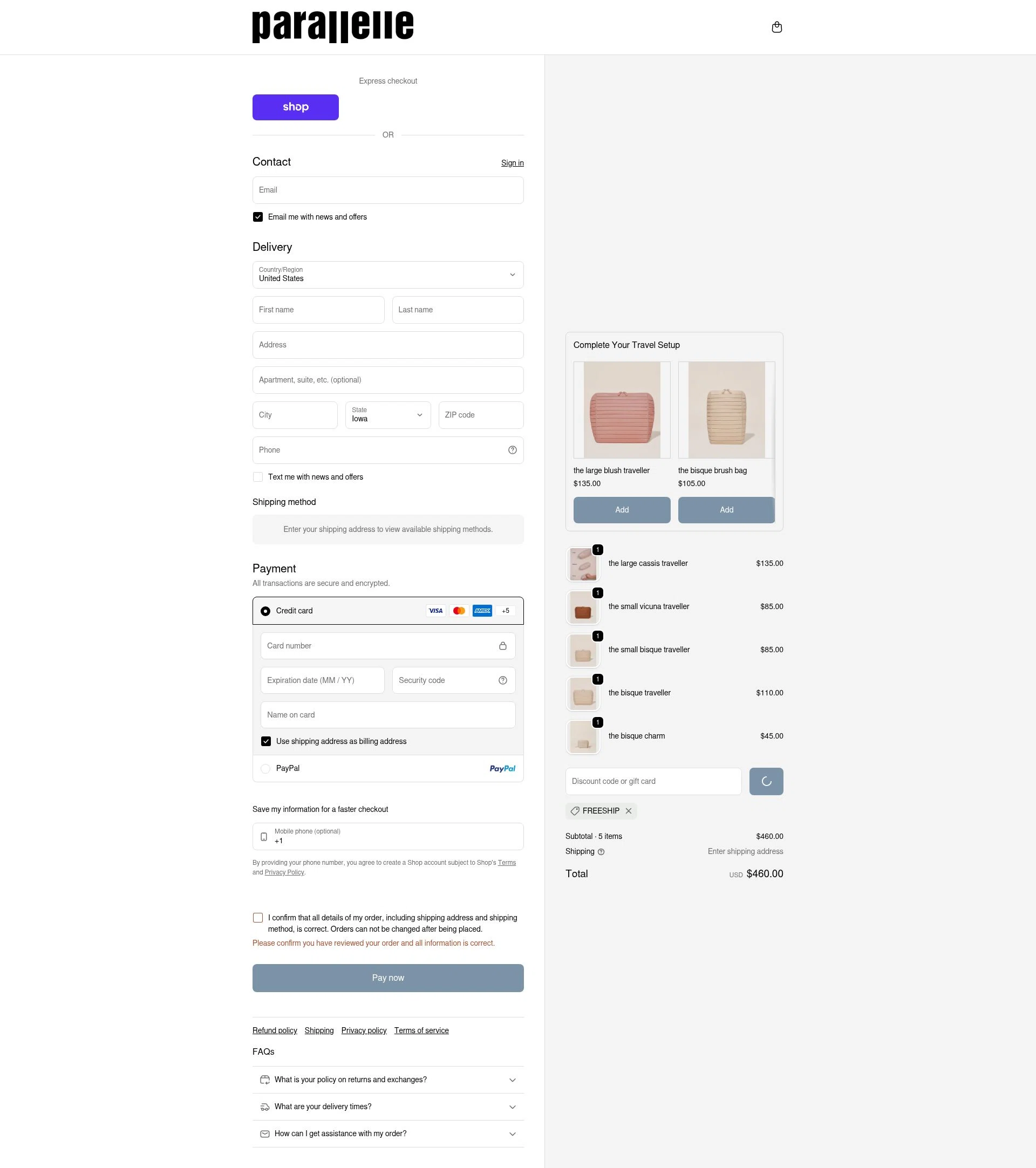 Parallelle checkout page showing Parallelle discount code box | Screenshot taken by SimplyCodes community member on Feb 5, 2026